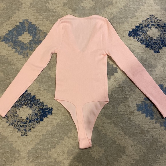 CHYRII Womens Sexy V Neck Bodysuit Basic Ribbed Long Sleeve Shirt Fall Tops - Picture 3 of 5